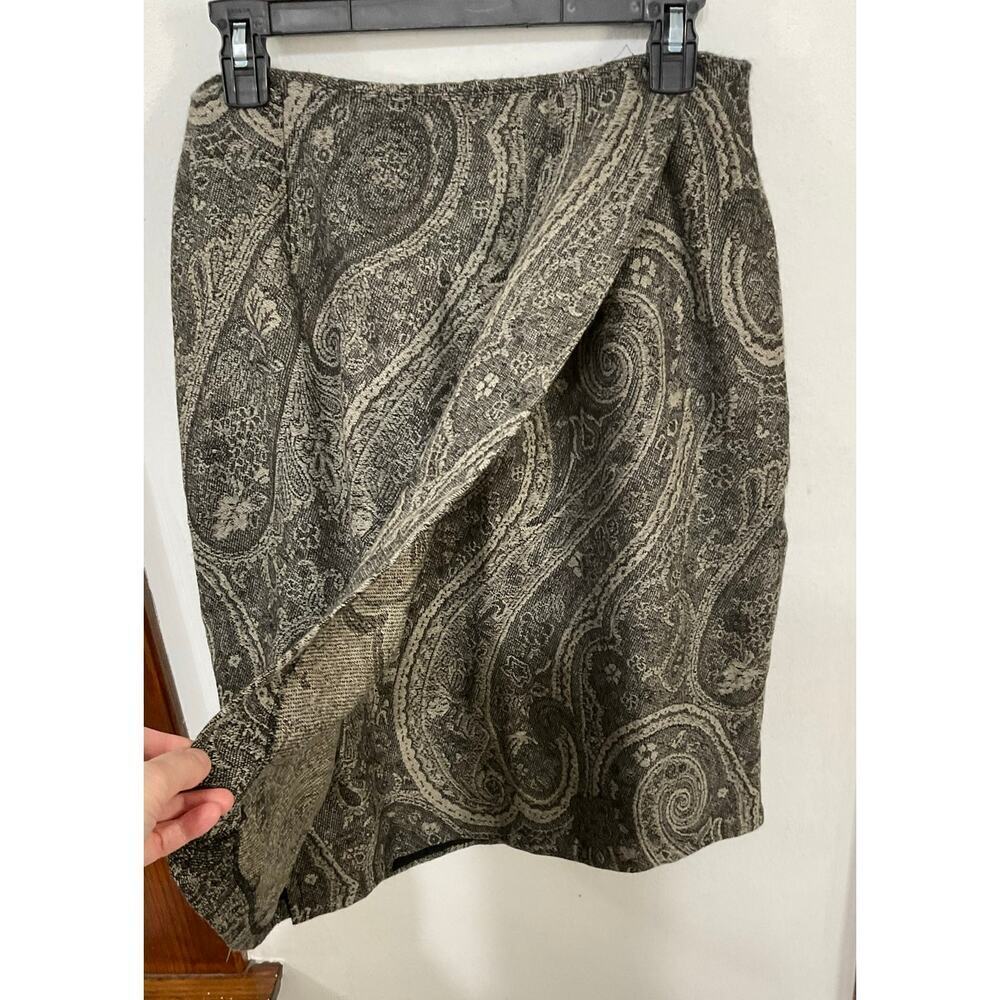 VTG 90s Jones New York Paisley Wrap High-Rise Skirt Size Small Knee Length - Picture 3 of 6